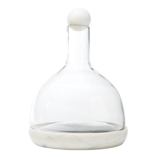 Light Natural Marble and Glass Wine Carafe - Rustike Home