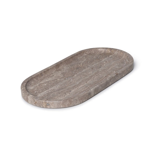 Silver Natural Travertine Oval Tray - Rustike Home