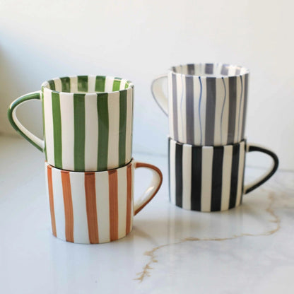 Simple Striped Artisanal Coffee and Tea Mugs - Rustike Home