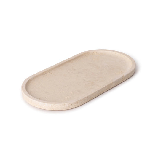 Beige Natural Travertine Oval Tray - Rustike Home