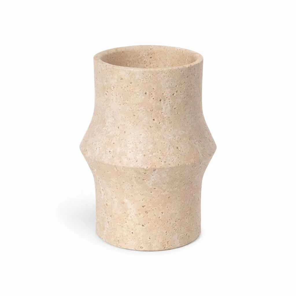 Natural Travertine Geometric Round Vase