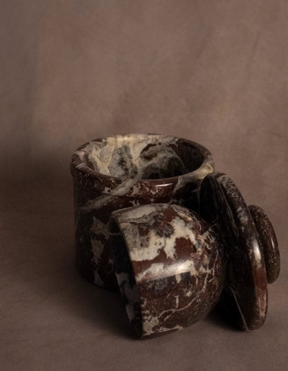 Red Zebra Marble Butter Keeper with Lid