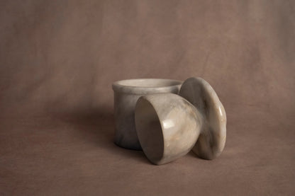 Sunny Gray Marble Butter Keeper with Lid