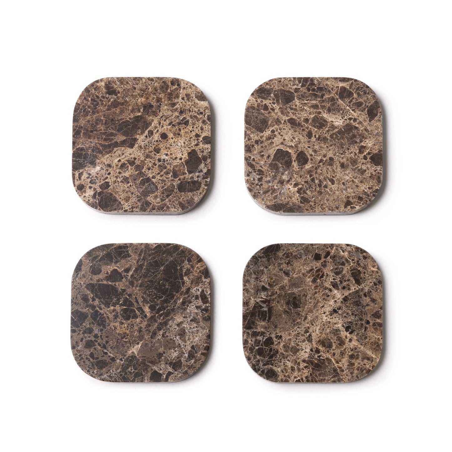 Marble Brown Squared Coasters, Set of 4 - Rustike Home
