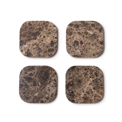 Marble Brown Squared Coasters, Set of 4 - Rustike Home