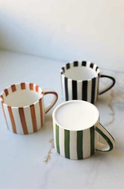 Simple Striped Artisanal Coffee and Tea Mugs - Rustike Home
