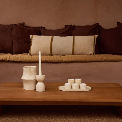 Natural Travertine Geometric Round Vase