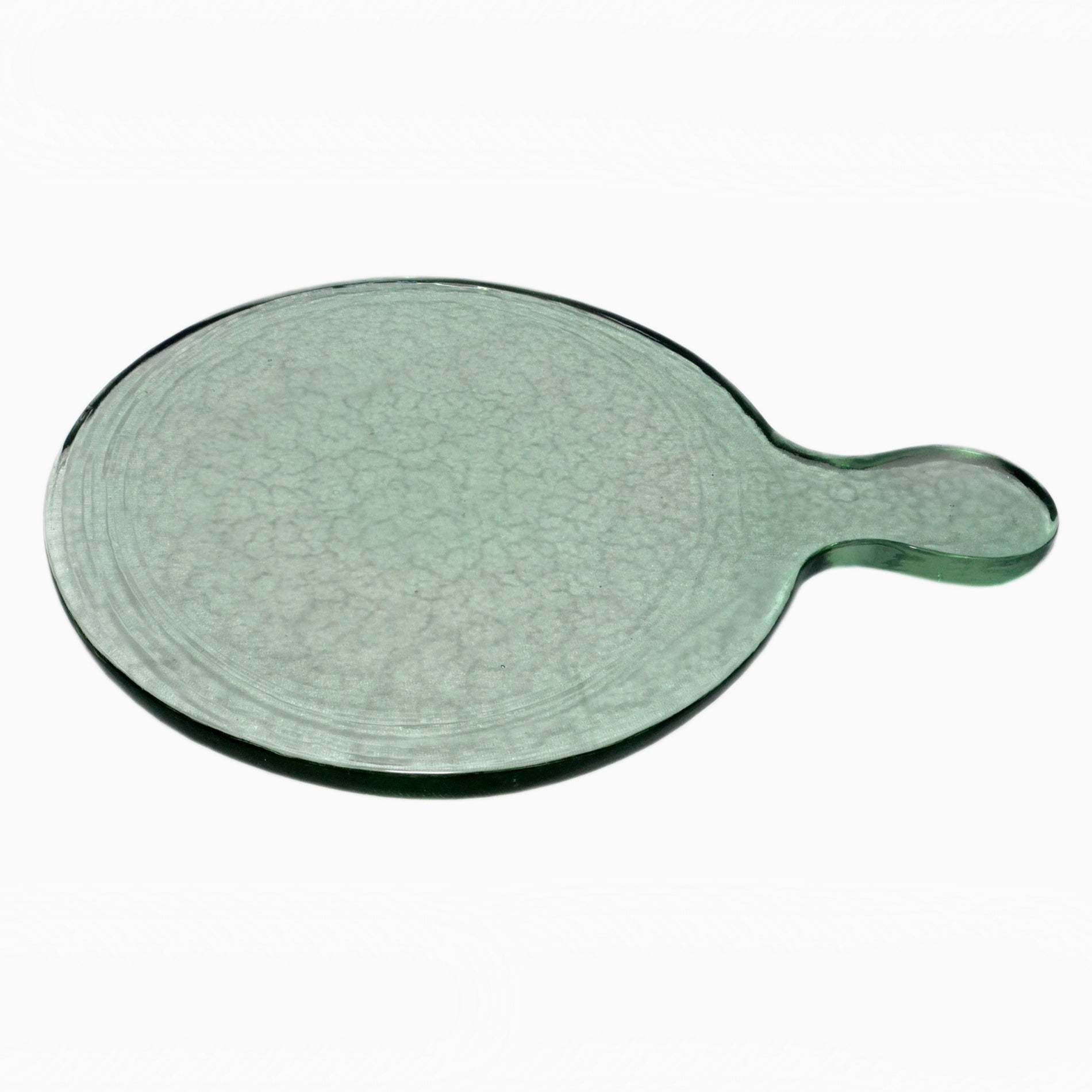 Small Round Recycled Glass Serving Board Dia. 9" Light Green - Rustike Home