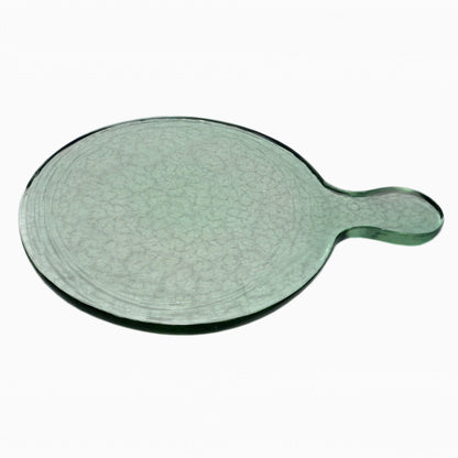 Small Round Recycled Glass Serving Board Dia. 9" Light Green - Rustike Home