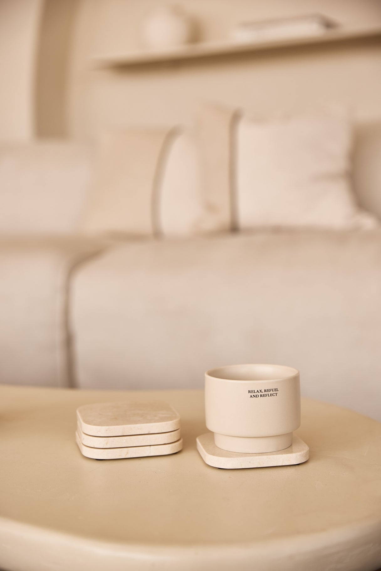 Beige Marble Squared Coasters, Set of 4 - Rustike Home