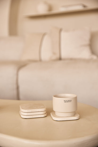 Beige Marble Squared Coasters, Set of 4 - Rustike Home
