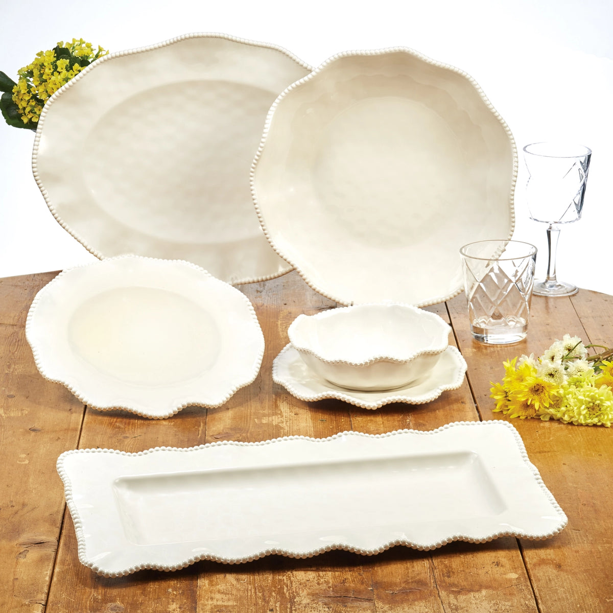 Perlette Cream Melamine Salad Plate – 9" Beaded Edge