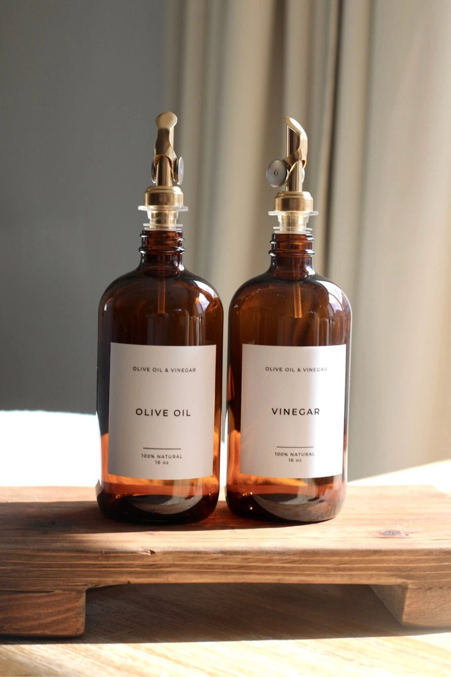 Amber Glass Olive Oil & Vinegar Dispenser Bottles