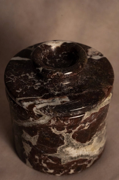 Red Zebra Marble Butter Keeper with Lid