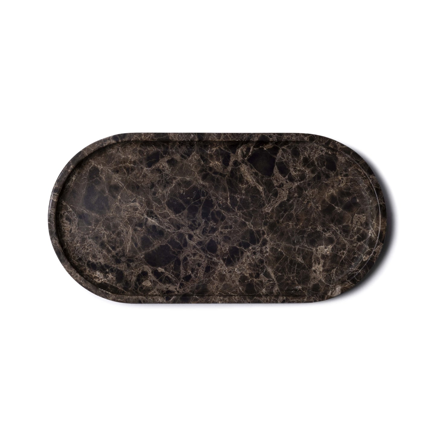 Brown Natural Marble Oval Tray - Rustike Home