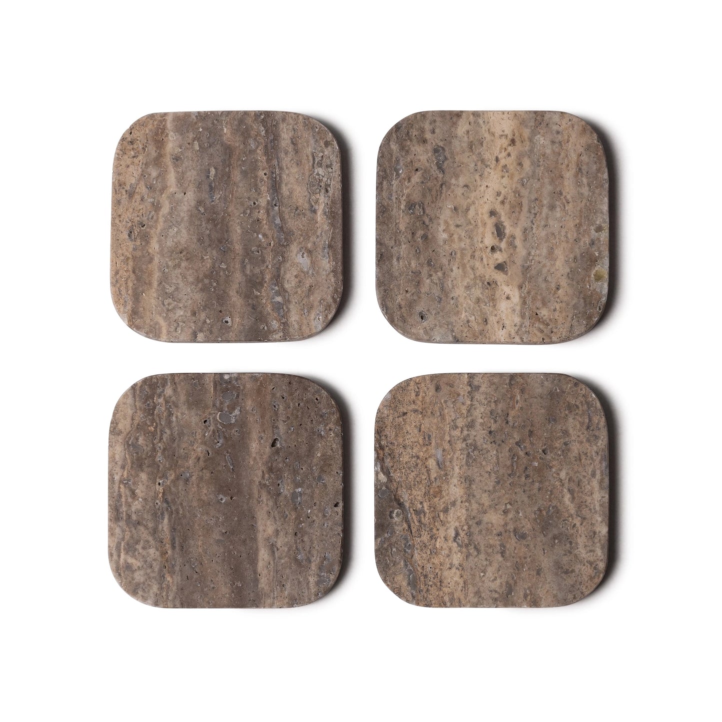 Silver Travertine Squared Coasters, Set of 4 - Rustike Home