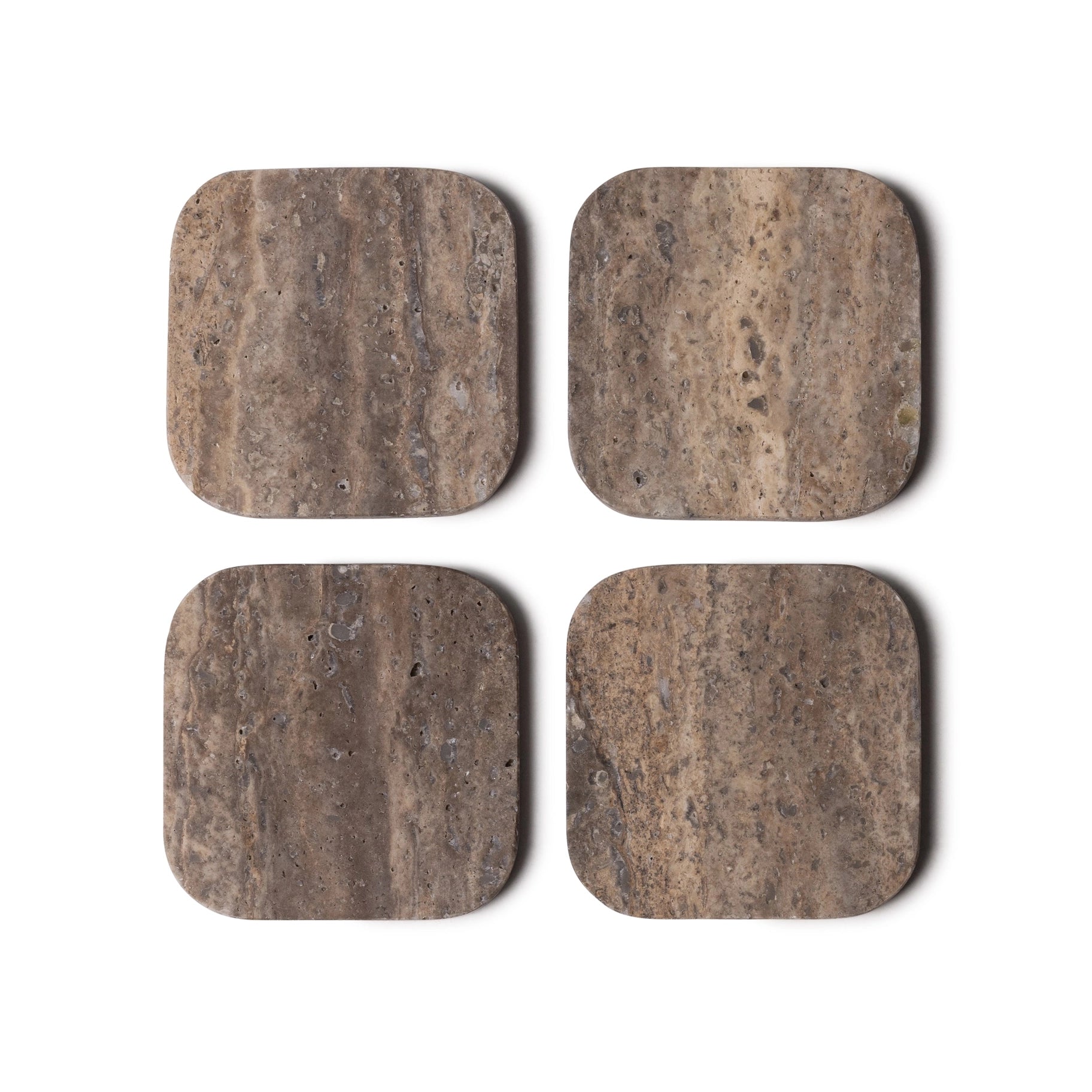 Silver Travertine Squared Coasters, Set of 4 - Rustike Home