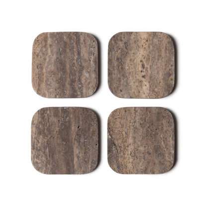 Silver Travertine Squared Coasters, Set of 4 - Rustike Home