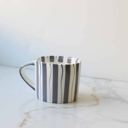 Simple Striped Artisanal Coffee and Tea Mugs - Rustike Home