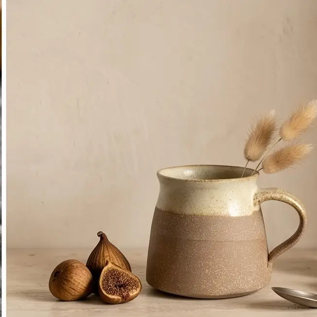 SimpleSmall Rustic Off White Coffee, Tea, Espresso Mug Striped Artisanal Coffee and Tea Mugs (Copy)