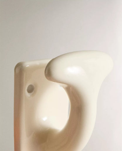 White Ceramic Wall Hook – Minimalist Towel & Coat Hook
