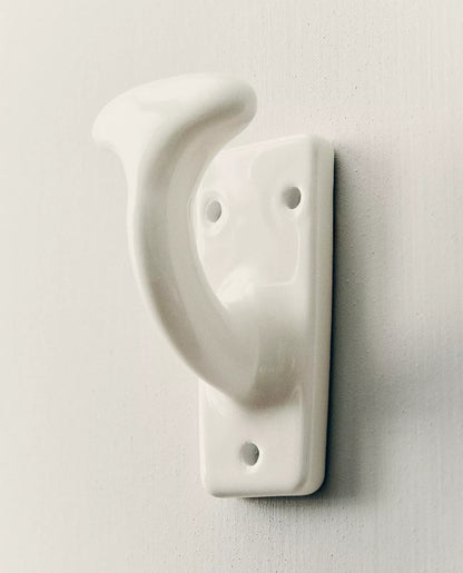 White Ceramic Wall Hook – Minimalist Towel & Coat Hook