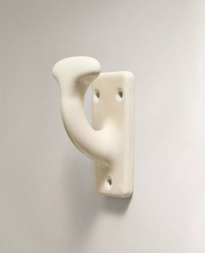White Ceramic Wall Hook – Minimalist Towel & Coat Hook