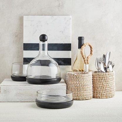 Black Natural Marble and Glass Wine Carafe - Rustike Home