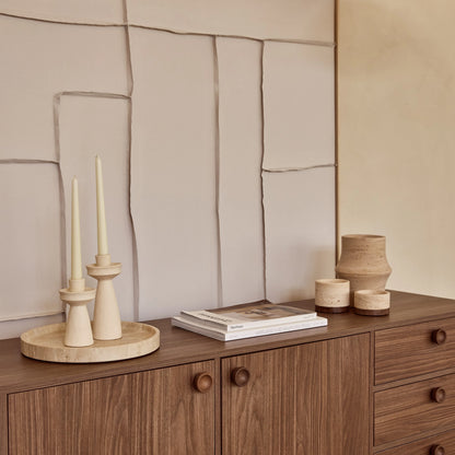 Natural Travertine Geometric Round Vase