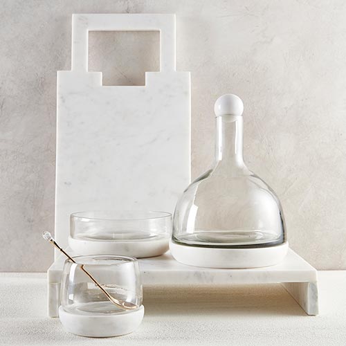 Light Natural Marble and Glass Wine Carafe - Rustike Home