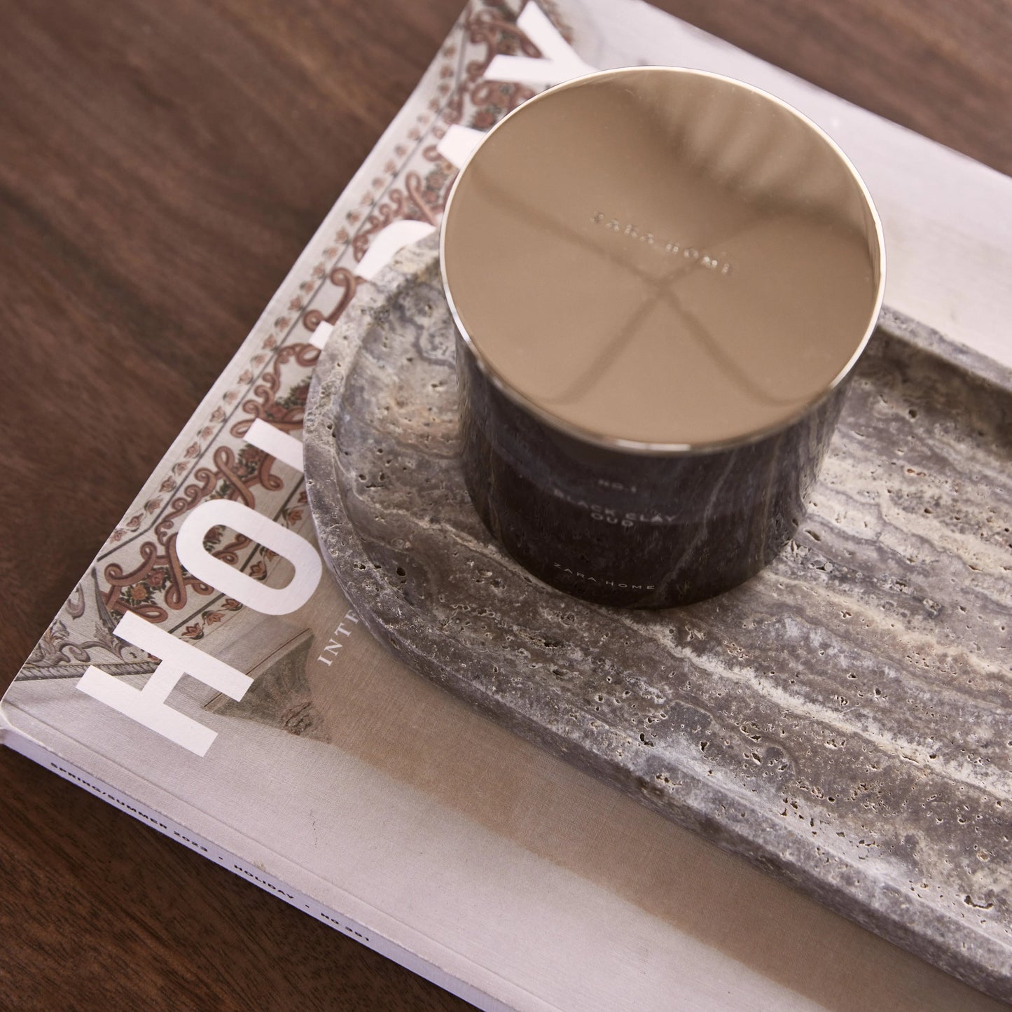 Silver Natural Travertine Oval Tray - Rustike Home