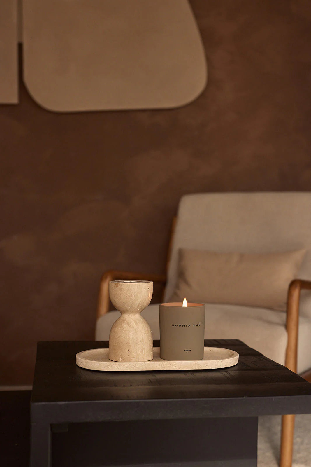 Beige Natural Travertine Oval Tray - Rustike Home
