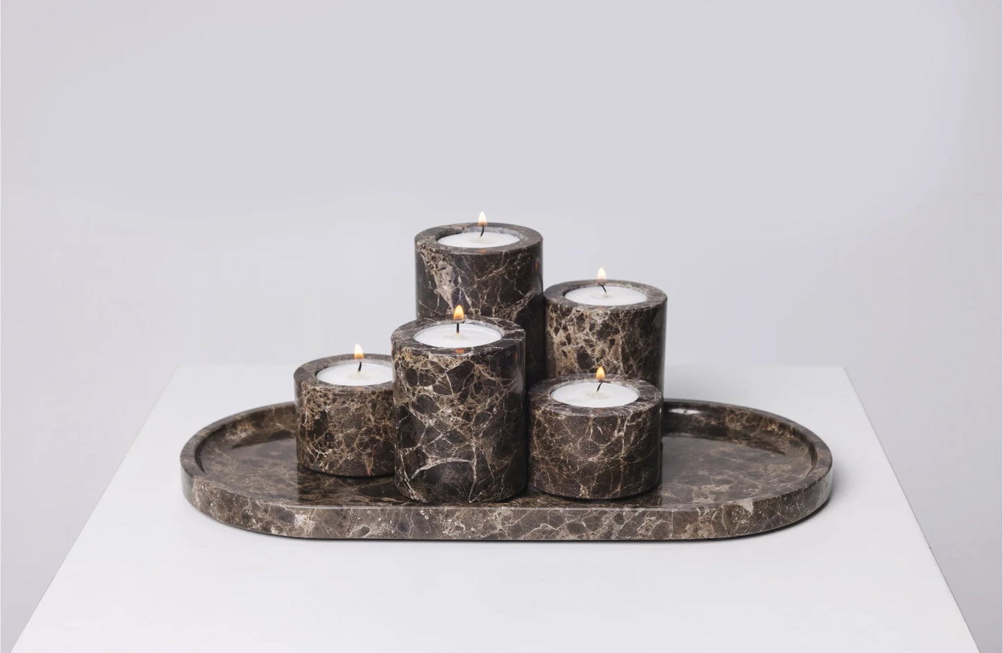 Brown Natural Marble Oval Tray - Rustike Home