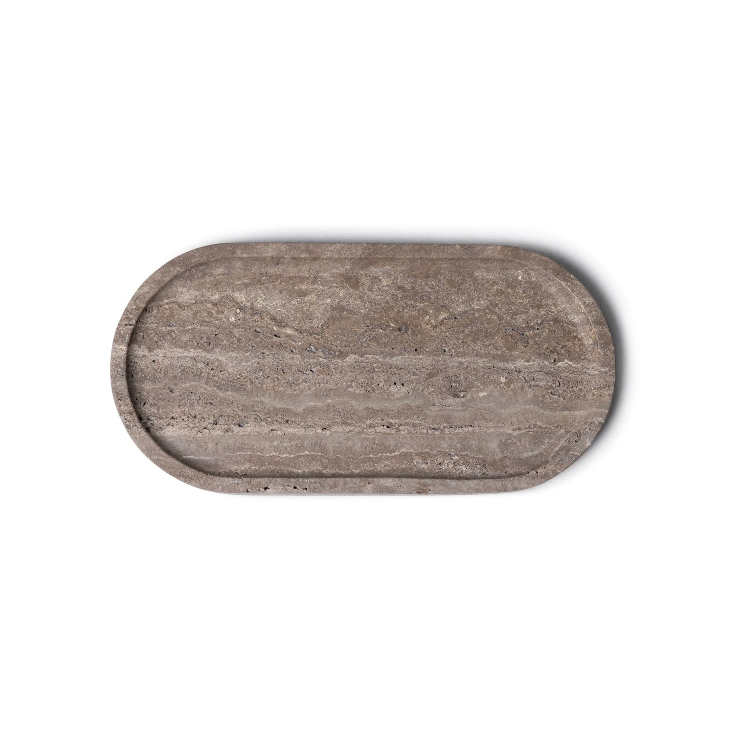 Silver Natural Travertine Oval Tray - Rustike Home