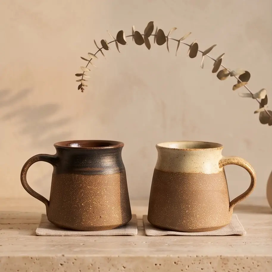 SimpleSmall Rustic Off White Coffee, Tea, Espresso Mug Striped Artisanal Coffee and Tea Mugs (Copy)
