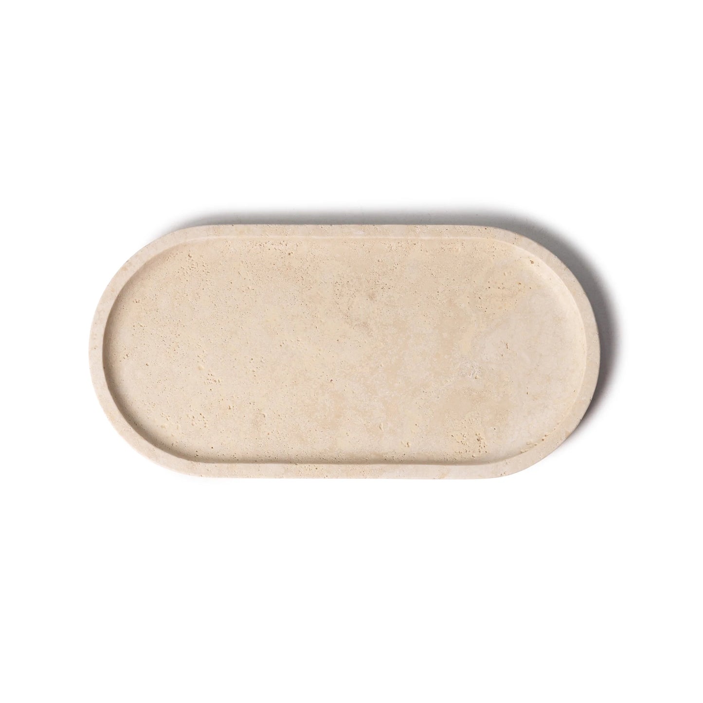 Beige Natural Travertine Oval Tray - Rustike Home