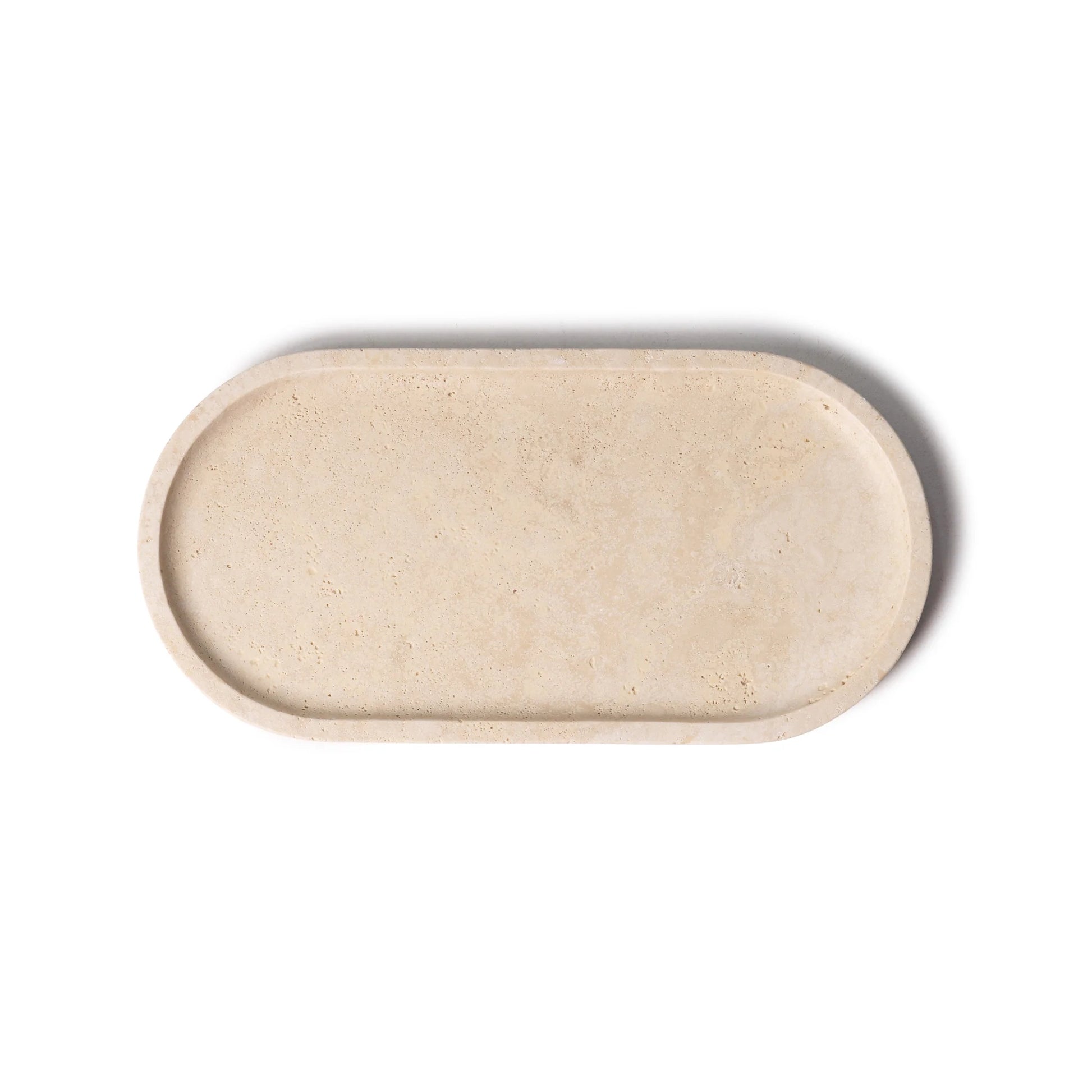 Beige Natural Travertine Oval Tray - Rustike Home