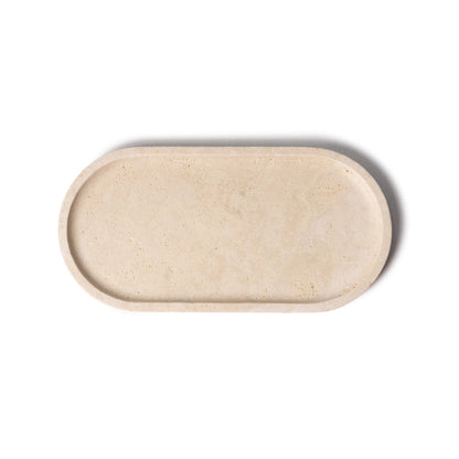 Beige Natural Travertine Oval Tray - Rustike Home