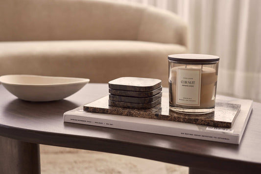 Marble Brown Squared Coasters, Set of 4