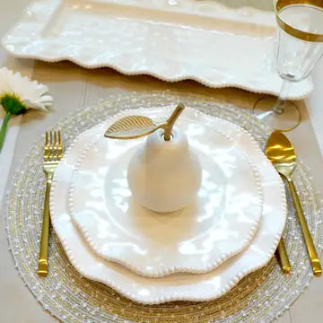 Perlette Cream Melamine Salad Plate – 9" Beaded Edge