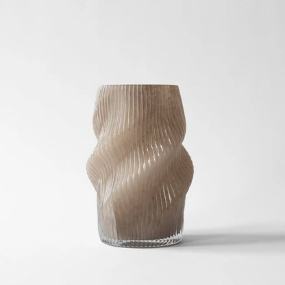 Fano Sculptural Ribbed Glass Vase – Smoke Brown