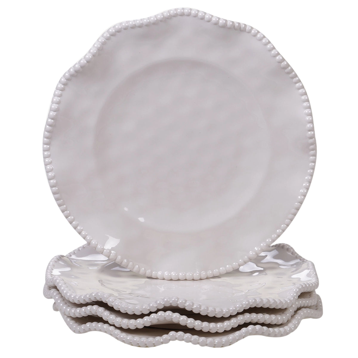 Perlette Cream Melamine Salad Plate – 9" Beaded Edge