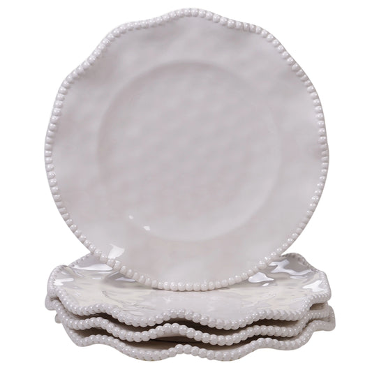 Perlette Cream Melamine Salad Plate – 9" Beaded Edge