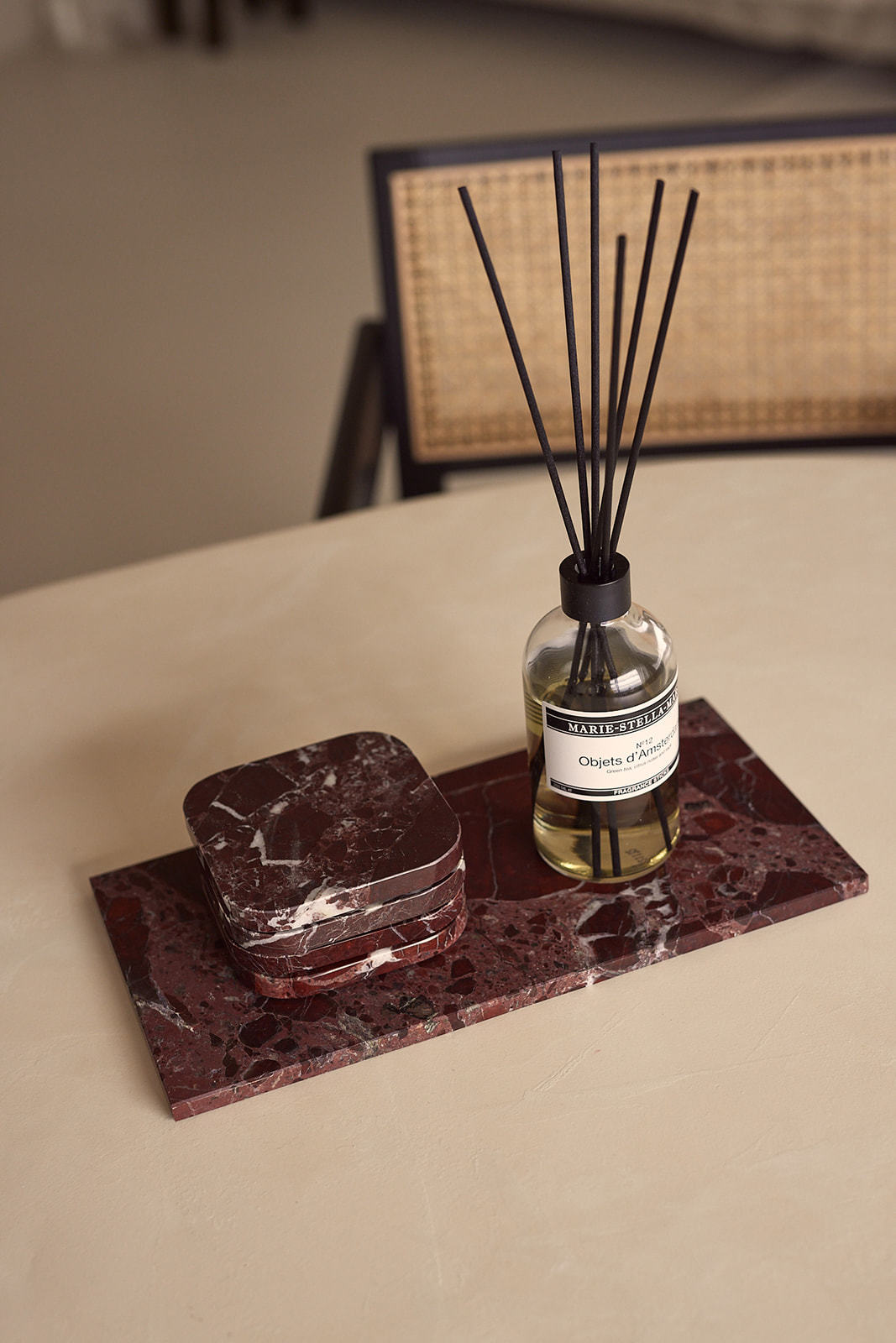 Marble Rosso Levanto Red Squared Coasters, Set of 4 - Rustike Home