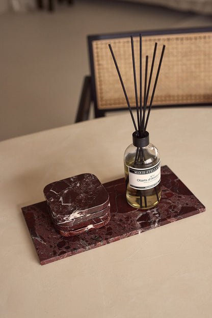Marble Rosso Levanto Red Squared Coasters, Set of 4 - Rustike Home