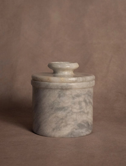 Sunny Gray Marble Butter Keeper with Lid