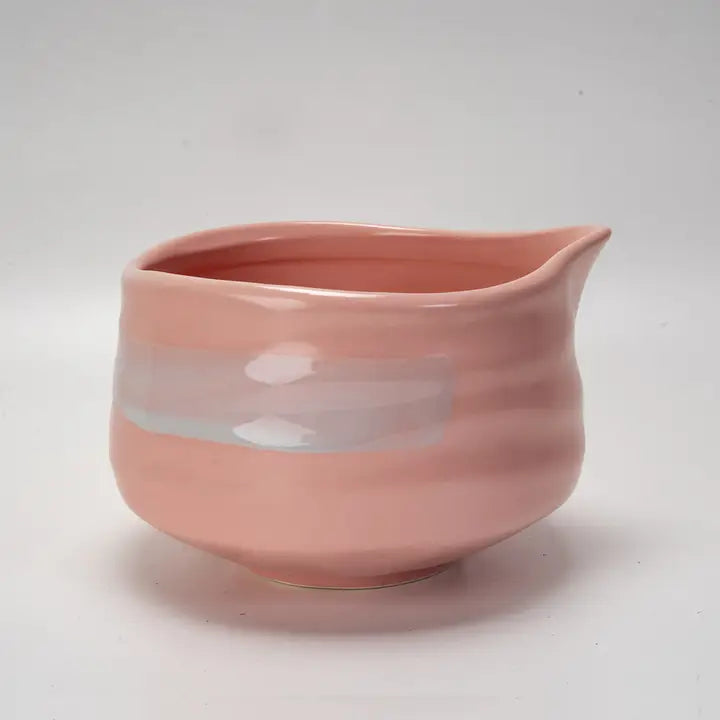 Light Pink & Brushmark Rose Matcha Set 20oz Porcelain Latte Bowl with Whisk & Scoop