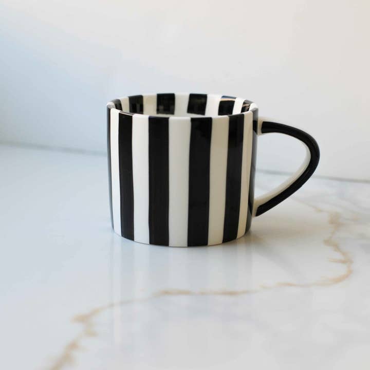 Simple Striped Artisanal Coffee and Tea Mugs - Rustike Home