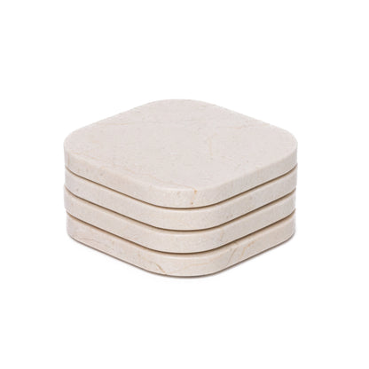 Beige Marble Squared Coasters, Set of 4 - Rustike Home