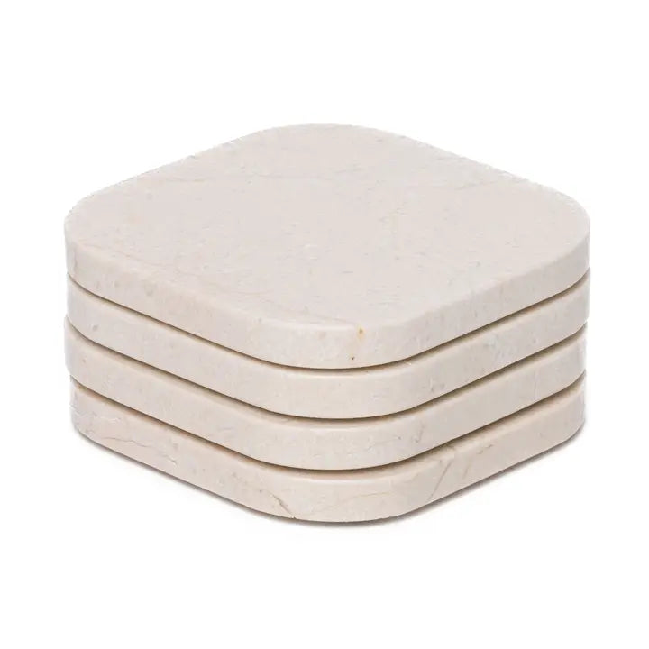 Beige Marble Squared Coasters, Set of 4 - Rustike Home